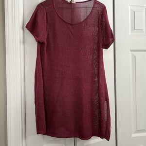 Women's Burgundy Sheer Top